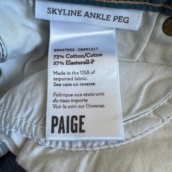 Paige Jeans Women's 26 Blue Skyline Angle Peg Denim Low Rise - Picture 8 of 12